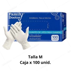 Guantes de látex Blancos Family Doctor Talla M Caja x 100 unidades