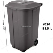 Tacho Recolector Reyplast Megaforte N°220 de 188 Litros con Logo Plomo