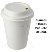 Vasos Polipapel Blancos 8 Onzas Con Tapa Paquete x 50 unidades
