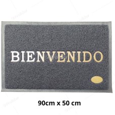 Felpudo para piso con Letras Bienvenido 90 cm x 50 cm Plomo
