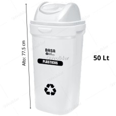 Papelera Vaivén Basa Bodeguita 50 Litros Con Logo Blanca (Plásticos)
