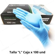 Guantes de Nitrilo Genérico Celeste Talla L Caja x 100 unidades