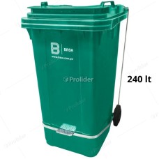 Tacho Recolector Con Pedal Basa Gorila 240 Litros Sin Logo Verde