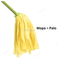 Trapeador Mopa Tipo Tiras Amarillas Dkasa 140 gr mango madera