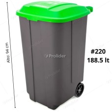 Tacho Recolector Reyplast Megaforte N°220 de 188 Litros con Logo Verde