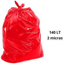 Bolsas Plásticas Rojas Gruesas / 2 Micras / 140 Litros / 100 unidades