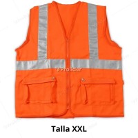 Chaleco de Seguridad Naranja Talla XXl con Cinta H Reflectiva Y Cierre