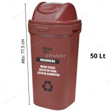 Papelera Vaivén Basa Bodeguita 50 Litros Con Logo Marrón (Orgánicos)
