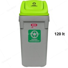 Papelera Vaivén Basa Rino 120 Litros Con Logo Tapa Verde (Aprovechables)