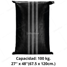Saco de Polipropileno Tejido Generico 100 Kilos Negros Franja (67.5x120cm)