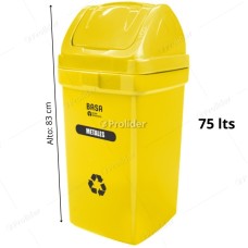 Papelera Vaivén Basa Bodeguita 75 Litros Con Logo Amarillo (Metales)