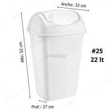 Papelera Vaivén Reyplast Galax N°25 Altura 52 cm de 22 Litros Blanca