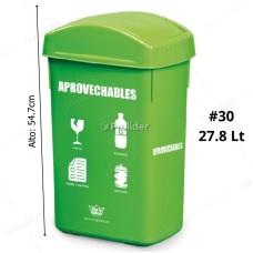 Papelera Vaivén Reyplast Rectangular N°30 de 27.8 Litros Verde (Aprovechables)