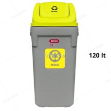 Papelera Vaivén Basa Rino 120 Litros Con Logo Tapa Amarillo (Metales)