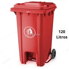 Tacho Recolector Con Pedal Genérico 120 Litros Con Logo Rojo