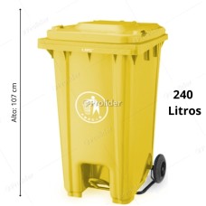 Tacho Recolector Con Pedal Genérico 240 Litros Sin Logo Amarillo