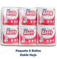 Papel Toalla Jumbo Alett Doble Hoja Blanco Paquete x 6 Rollos Precortado