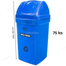 Papelera Vaivén Basa Bodeguita 75 Litros Con Logo Azul (Papel y Carton)