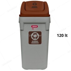 Papelera Vaivén Basa Rino 120 Litros Con Logo Tapa Marrón (Orgánicos)