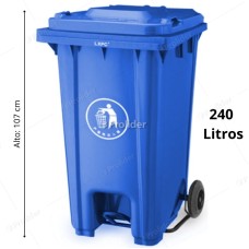 Tacho Recolector Con Pedal Genérico 240 Litros Sin Logo Azul