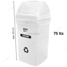 Papelera Vaivén Basa Bodeguita 75 Litros Con Logo Blanca (Plásticos)