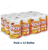 Papel Toalla Megarollo Nova Paquete x 12 Rollos Doble Hoja