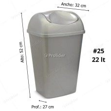Papelera Vaivén Reyplast Galax N°25 Altura 52 cm de 22 Litros Plomo