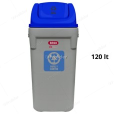 Papelera Vaivén Basa Rino 120 Litros Con Logo Tapa Azul (Papel Y Carton)