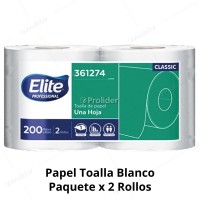 Papel Toalla Jumbo Elite Blanco 200 Metros x 2 Rollos