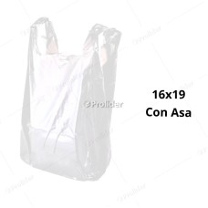 Bolsas Plásticas con Asa Blancas / 16 x 19 / 100 unidades