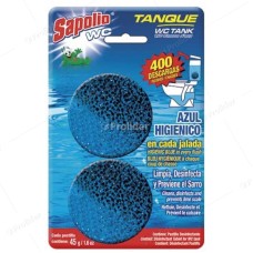 Pastilla Tanque WC Sapolio 45 gr Azul Paquete x 2 unidades
