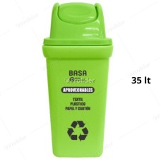 Papelera Vaivén Basa Bodeguita 35 Litros Con Logo Verde (Aprovechables)