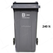 Tacho Recolector Basa Gorila 240 Litros Sin Logo Plomo Ruedas de Caucho