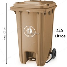 Tacho Recolector Con Pedal Genérico 240 Litros Sin Logo Marron