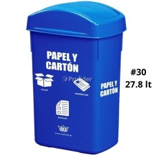 Papelera Vaivén Reyplast Rectangular N°30 de 27.8 Litros Azul (Papel y Carton)