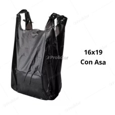 Bolsas Plásticas con Asa Negras / 16 x 19 / 100 unidades