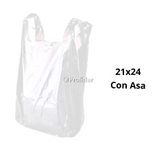 Bolsas Plásticas con Asa Blancas / 21 x 24 / 100 unidades