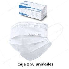 Mascarillas Descartables 3 Pliegues Genérico Caja x 50 unidades Blanco