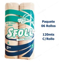 Papel Toalla Jumbo Sfoll Ecologico Gofrado Paquete x 6 Rollos