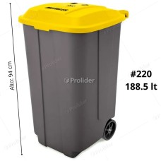 Tacho Recolector Reyplast Megaforte N°220 de 188 Litros con Logo Amarillo (Metales)