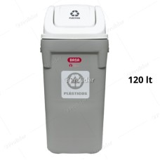 Papelera Vaivén Basa Rino 120 Litros Con Logo Tapa Blanca (Plásticos)