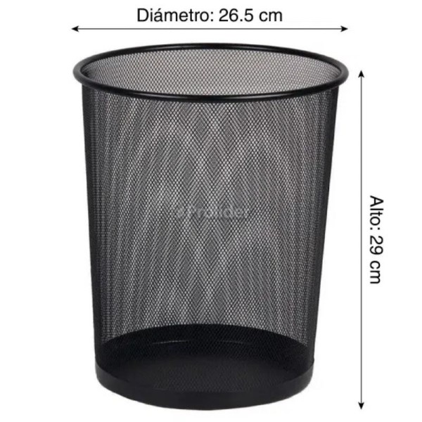 Comprar Papelera Negra de Malla Metalica Altura 29 cm en Lima Distribuidora  Prolider - Productos de Limpieza