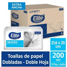 Caja Papel Interfoliado Elite Blanco XL 18 Paquetes de 200 unidades