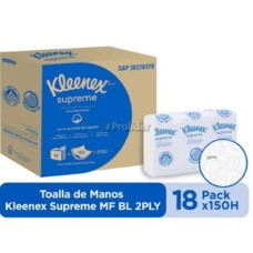 Caja Papel Interfoliado Kleenex Supreme Blanco x 18 Paquetes de 150 unidades 32 gr 30228378