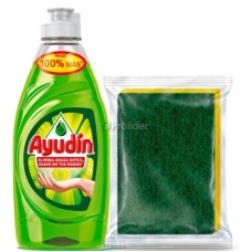 Lavavajilla Liquida Ayudin Limón Frasco 280 ml + Esponja