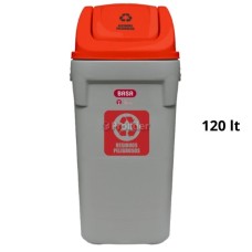 Papelera Vaivén Basa Rino 120 Litros Con Logo Tapa Rojo (Peligrosos)