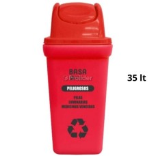 Papelera Vaivén Basa Bodeguita 35 Litros Con Logo Rojo (Residuos Peligrosos)
