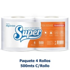 Papel Higiénico Jumbo Super 500 Metros Etiqueta Naranja Paquete x 4 Rollos