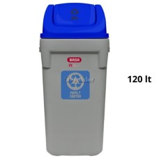 Papelera Vaivén Basa Rino 120 Litros Con Logo Tapa Azul (Papel Y Carton)