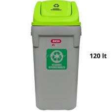 Papelera Vaivén Basa Rino 120 Litros Con Logo Tapa Verde (Aprovechables)
